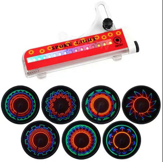 Велосипедная разноцветная светодиодная подсветка колес велосипеда Spoke light 16 LED 32 вело узора | Зображення 4