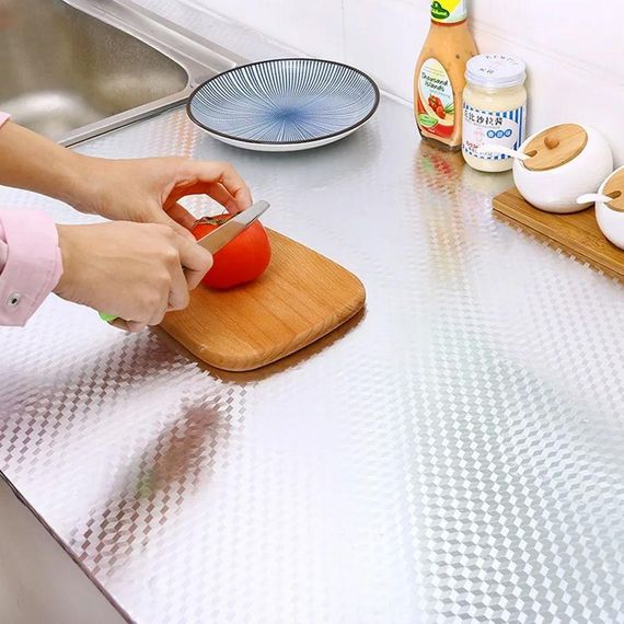 Самоклеюча фольга для кухонних поверхонь 5м х 60см, Ромб / Маслостійка кухонна плівка з фольги / Водонепроникна алюмінієва фольга | Зображення 1