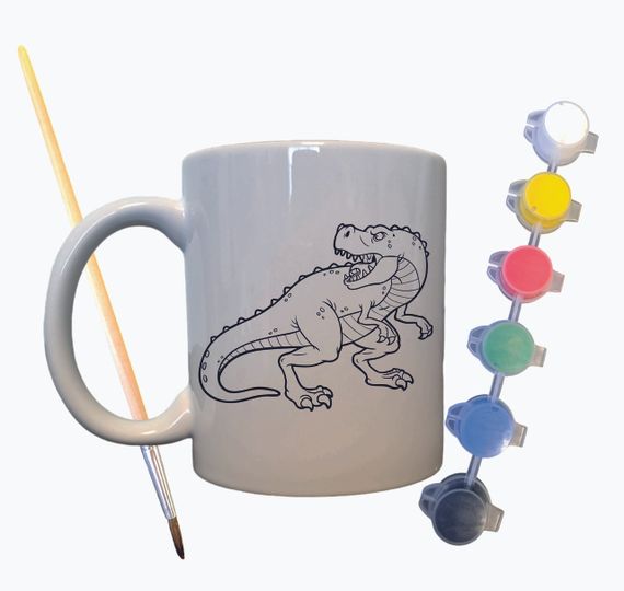 Набор для творчества кружка раскраска "Динозавр Тиранозавр Рекс" 330 мл белая | Зображення 1