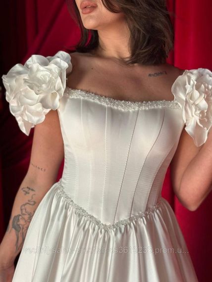 Весільна сукня "Квіти", 44 молочна | Зображення 2