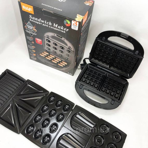 Електробутербродниця для дому RAF, Гриль з притиском для кухні Гриль сендвічів з насадками AH-17 | Зображення 6