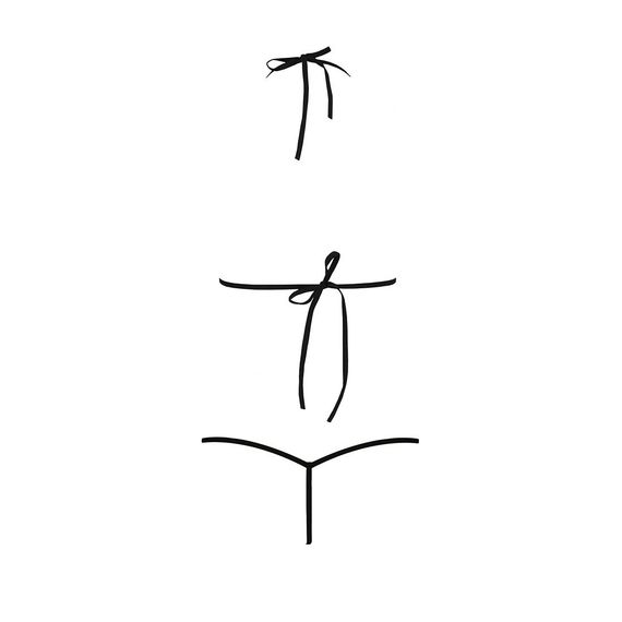 Комплект білизни Passion MELISSA BIKINI XXL/XXXL, black, ліф зі шнурівкою і трусики-стрінги | Зображення 5