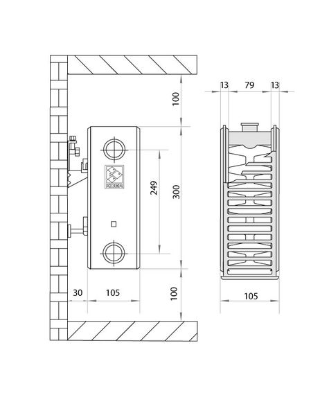 Радіатор сталевий KOER 22х300х2000.S бічне підключення RAD081 | Зображення 1