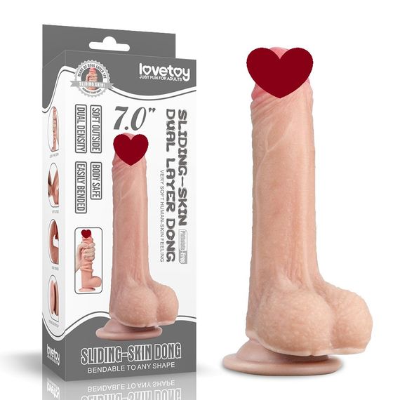 Фалоімітатор 7'' Sliding Skin Dual Layer Dong Sex Aura