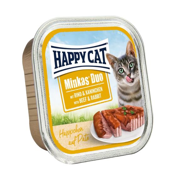 Влажный корм с говядиной и кроликом для котов Happy Cat Minkas Duo Rind + Kaninchen, 100 гр
