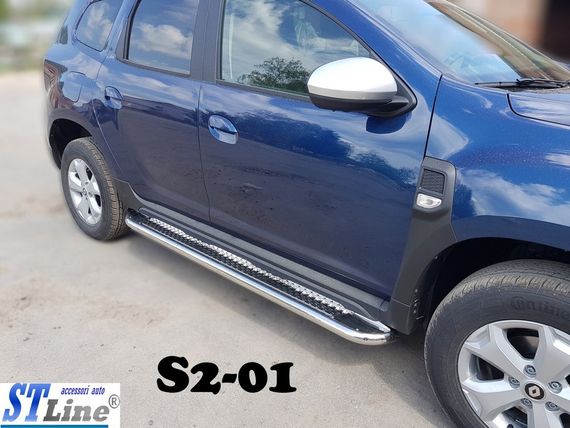Боковые пороги Premium (2 шт., нерж.) Ø60 для Renault Duster 2018-2024 гг | Зображення 2