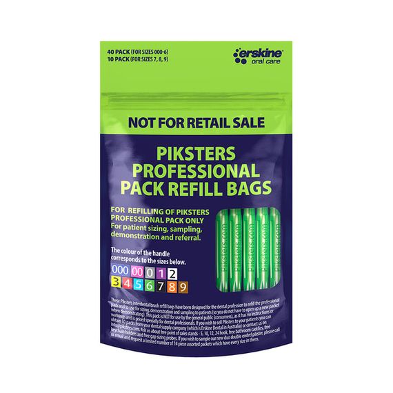 Міжзубні йоржики Piksters Refill Professional, № 6 (діаметр 1.4) зелені, м’яка упаковка, 40 шт