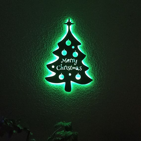 Панно декоративная картина на стену Елка LED подсветка 375x570 acr-p000004