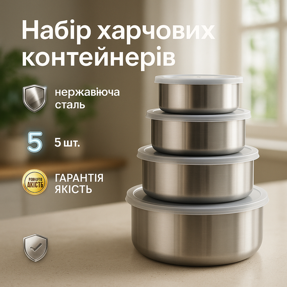 Набор пищевых контейнеров Unique UN-1515 5 шт из нержавеющей стали KB-60