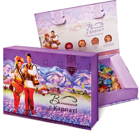 Набір цукерок Вітання з Карпат АМЕТИСТ ПЛЮС художня коробка (213668)