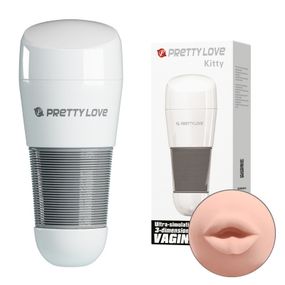 Мастурбатор рот в колбі Pretty Love Kitty, білий, 20,5 × 8,4 см Sex Aura