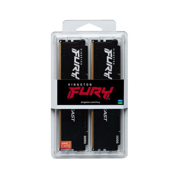 Модуль пам'яті для комп'ютера DDR5 64GB (2x32GB) 5600 MHz Fury Beast Black Kingston Fury (ex.HyperX) (KF556C36BBE2K2-64) | Зображення 5