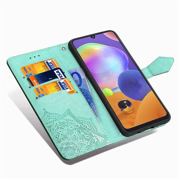 Шкіряний чохол (книжка) Art Case з візитницею для TECNO POP 4 Слот для візитки, Бірюзовий | Зображення 1