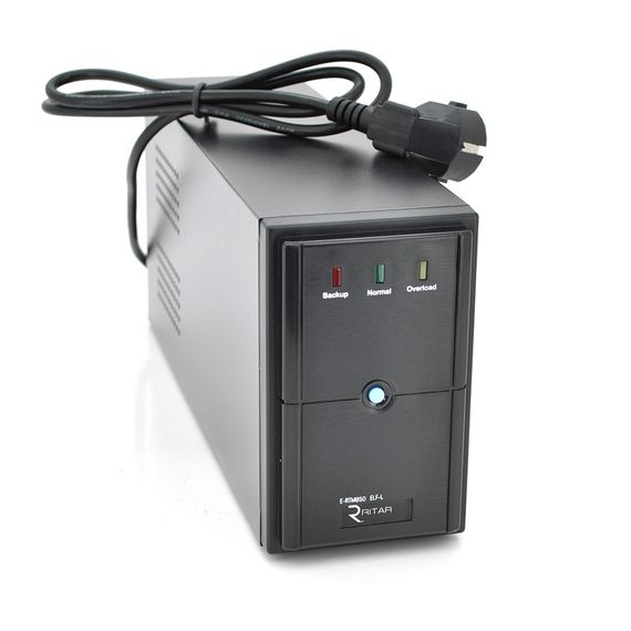 ДБЖ Ritar E-RTM850 (510W) ELF-L, LED, AVR, 2st, 2xSCHUKO socket, 1x12V9Ah, metal Case  Q4 (370*130*210)  5,8кг (310*85*140)
