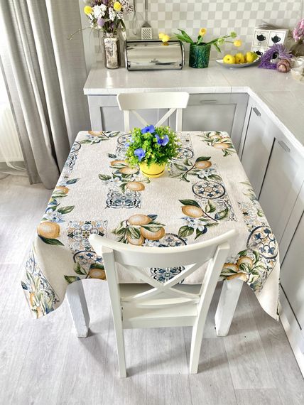 Скатертина гобеленова ALLOVER34395 Limaso, 137х300, Прямокутна, Лимони, З мікрофіброю, 74% поліестер, 23% бавовна, 3% акрил, Гобелен | Зображення 4