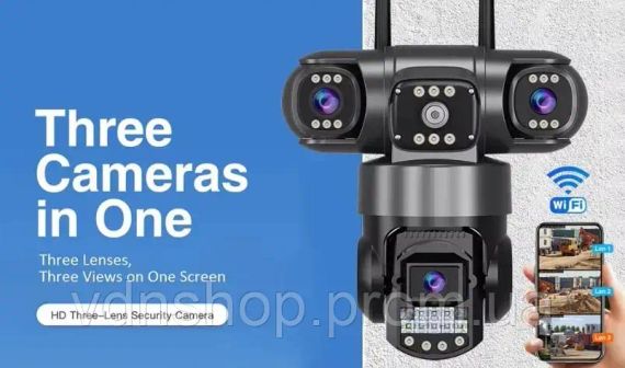 Уличная поворотная Wi-Fi IP камера видеонаблюдения EVKVO SC28 V380 Pro | 3 Линзы | 16MP | Зображення 2