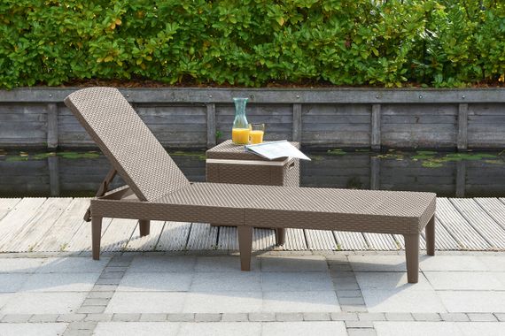 Шезлонг лежак раскладной пластиковый Keter (Кетер) Allibert Jaipur Sun lounger (17205843) Капучино