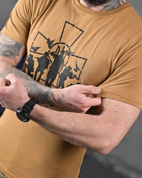 Хлопкова мілітарі футболка зсу кайот ДЛ6349 | Зображення 3