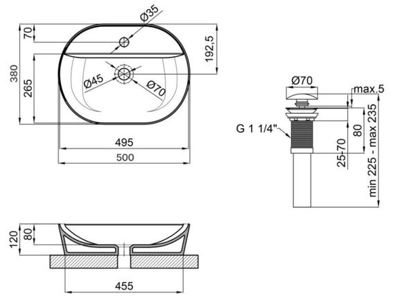 Комплект Qtap Scorpio: Раковина накладна овальна 500x380x120 мм Matt Black + Донний клапан PU03 (QT142202MBMBN47312) | Зображення 1
