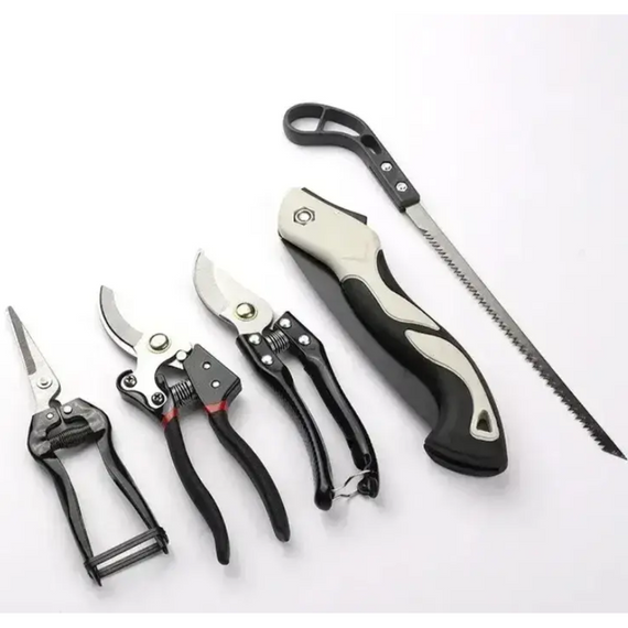 Садовий набір інструментів 5 елементів, секатори, ножиці для квітів, пила, ножівка | Зображення 8