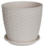 Вазон Ротанг з підставкою 24*22см біла троянда Алеана