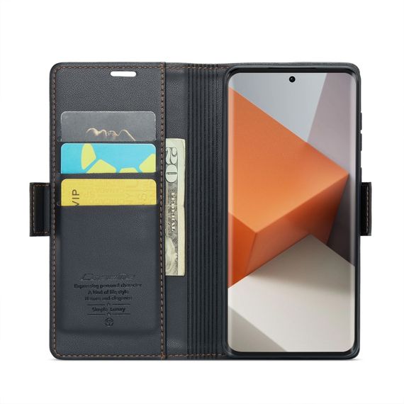 Кожаный чехол-книжка Retro Case для Xiaomi Redmi Note 13 Pro Plus цвет Черный | Зображення 1