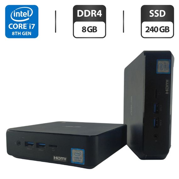 Неттоп Asus Chromebox 3 Mini PC USFF / Intel Core i7-8550U (4 (8) ядра по 1.8 - 4.0 GHz) / 8 GB DDR4 / 240 GB SSD / Intel UHD Graphics 620 / Wi-Fi б/в