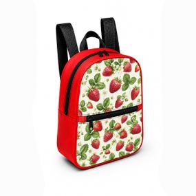 Детский мини-рюкзак красный с принтом Клубничка для девочки 28×24×10 см мини-сумка детская (5405)