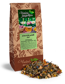 Чай травяной Альпийский Луг ТМ "Чайные шедевры", 250 г. Чай из натуральных трав с кусочками фруктов