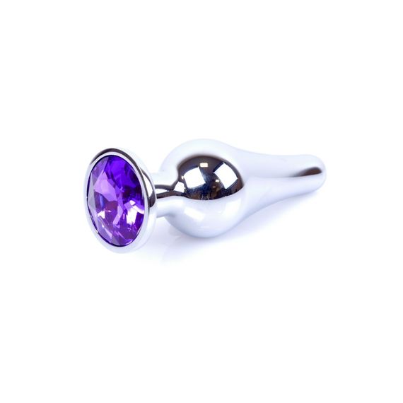 Анальна пробка з каменем Plug-Jewellery Silver BUTT PLUG-Purple