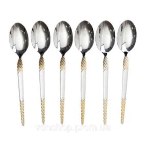 Столовые ложки 6 штук из нержавеющей стали ложки столовые 21 см Серебро с золотом HP-20-37
