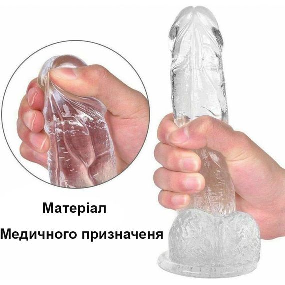 Фаллоимитатор реалистичный, с мошонкой (15 см, прозрачный) | Зображення 1