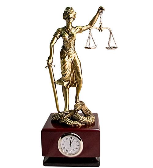 Годинник з фігуркою Правосуддя Феміди бронза 25см