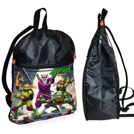 Рюкзак-мешок для обуви,спортивной формы Черепашки-ниндзя детская сумка для сменки с расширителем (01344)