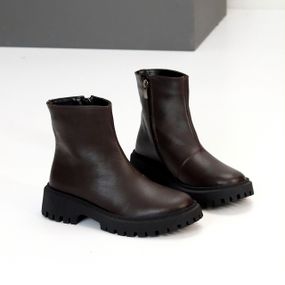 Топові лаконічні зимові шкіряні черевики колір Шоколад 37