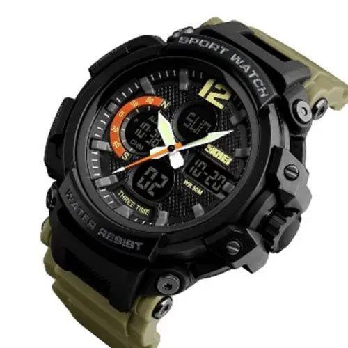 Військовий годинник для військовослужбовця SKMEI 1343KH KHAKI, Ударостійкий водонепроникний годинник VI-65 | Зображення 6