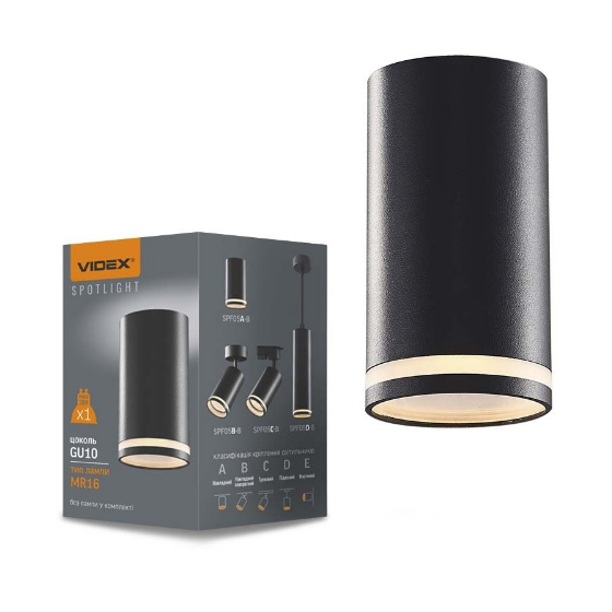 LED Світильник накладний під лампу GU10 чорний VL-SPF05A-B Videx