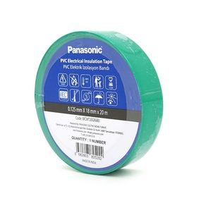 Ізолента ПВХ PANASONIC 0,125мм * 18мм * 20м (зелена), діапазон робочих температур: від 0 ° С до + 90 ° С, Вогнестійка, 8 штук в