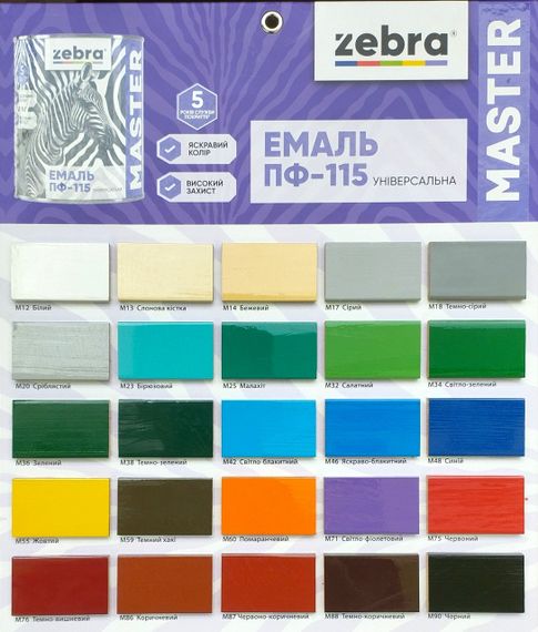 Емаль алкідна пф-115 універсальна 0,8 кг zebra master 1220 м20 сріблястий | Зображення 4