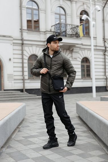 Комплект чоловічий: куртка Motion Nike хакі + штани "President" чорні. Барсетка у подарунок! (1882782072) | Зображення 2