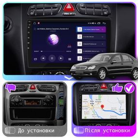 Штатна магнітола 9" Lesko для Mercedes-Benz C-Класс II (W203) 2000-2004 2/32Gb CarPlay 4G Wi-Fi GPS Prime
