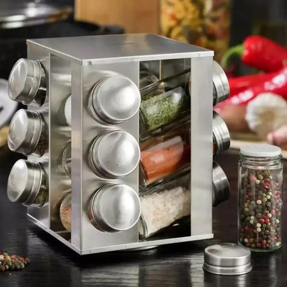 Набір ємностей для спецій на основі UNIQUE 12 в 1 Квадрат Органайзер для приправ | Зображення 1