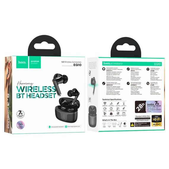 Навушники HOCO EQ10 Harmony true wireless BT headset Black | Зображення 3