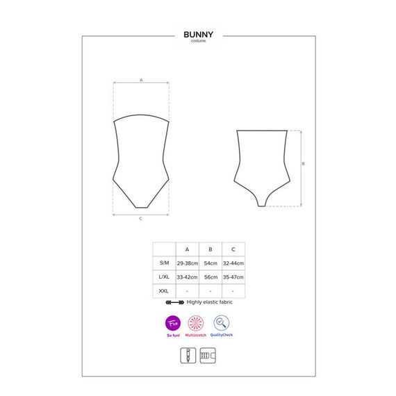 Еротичний костюм кролика Obsessive Bunny costume S/M, black, боді, чокер, гартери, панчохи, маска | Зображення 4