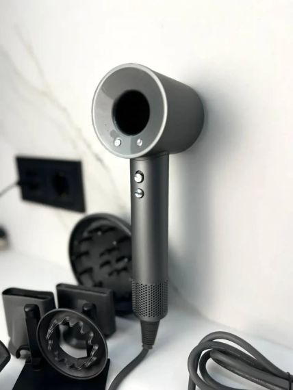 Фен Super Hair Dryer сірий з іонізацією та турборежимом 5 насадок (Y-002)