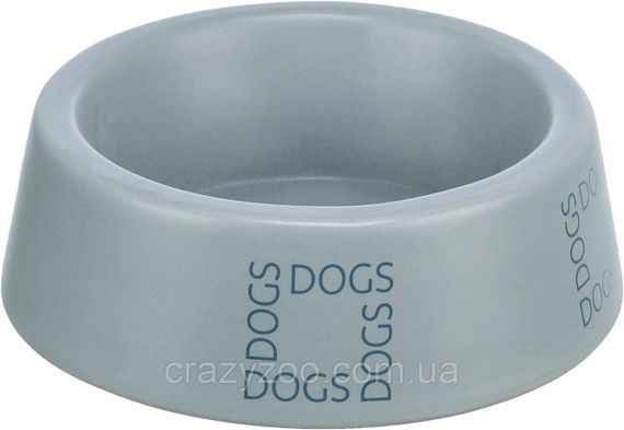 Миска для собак Trixie керамічна з написом Dogs сіра 20 см 1 л TX-25225 | Зображення 1