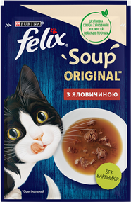 Вологий корм пауч Purina Felix Soup для кішок суп із яловичиною, 48г