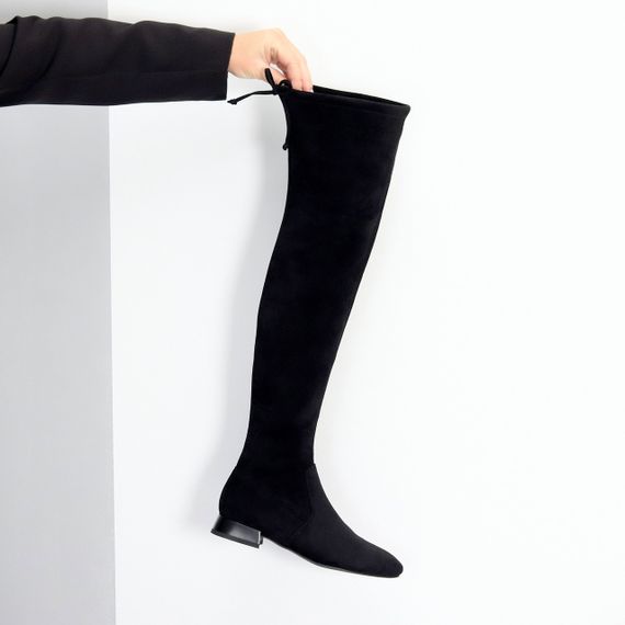 Високі чорні чоботи ботфорти низький каблук | Зображення 2