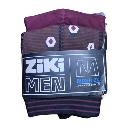 Набор мужских трусов боксеров ZIKI MEN 2 шт в наборе, размер S, вишневый, геометрия