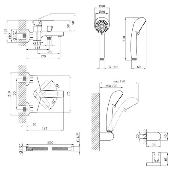 Змішувач для ванни Kroner KRP Eifel - C060 (CV023607) | Зображення 1